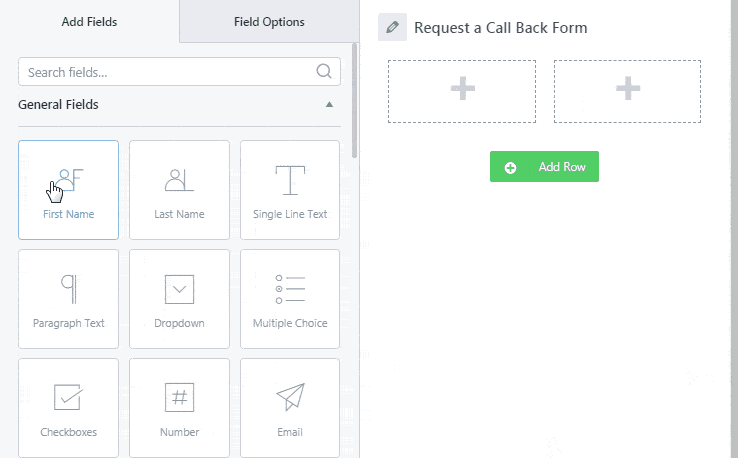 Adding Form Fields in Blank Form