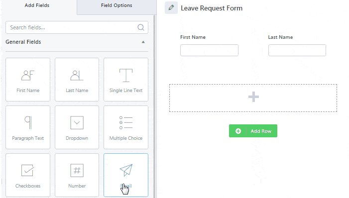 Drag and Drop Email Field in Leave Request Form