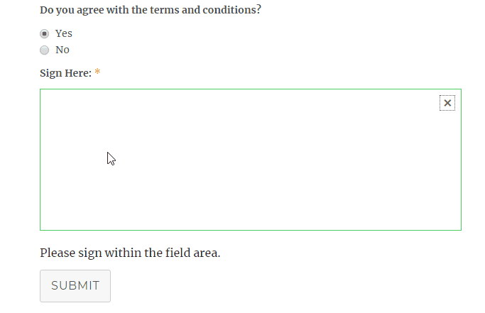 WP E signature form take signnature