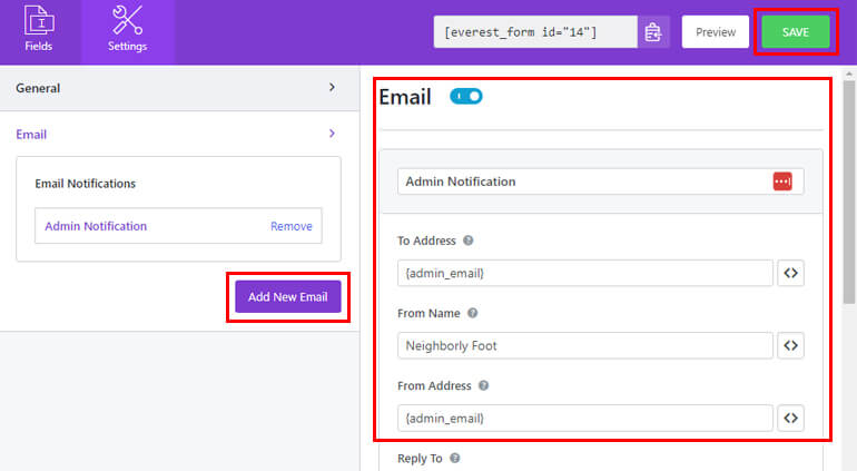 Configure Email After Submission