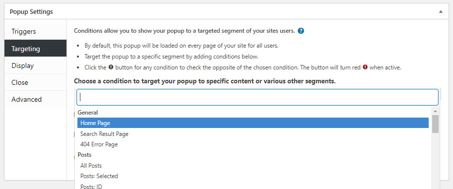 Targeting WordPress Popup form