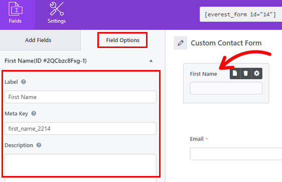 Select Field to Edit Options