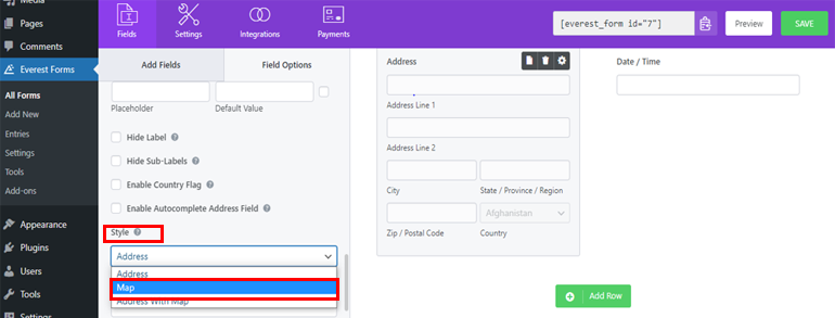 Adding Map on Contact Field 