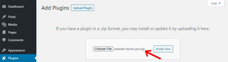 Choosing a Zip File