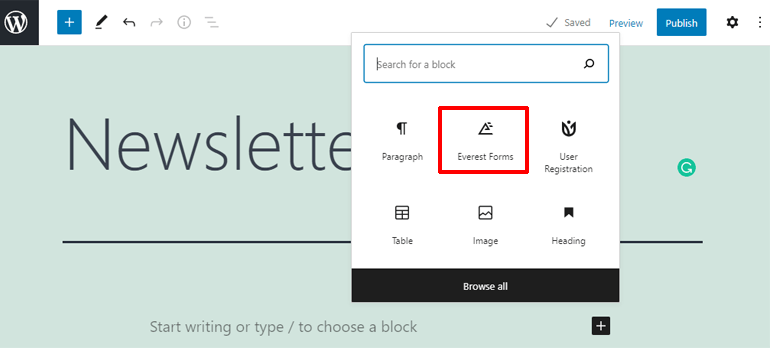 Everest Forms Block