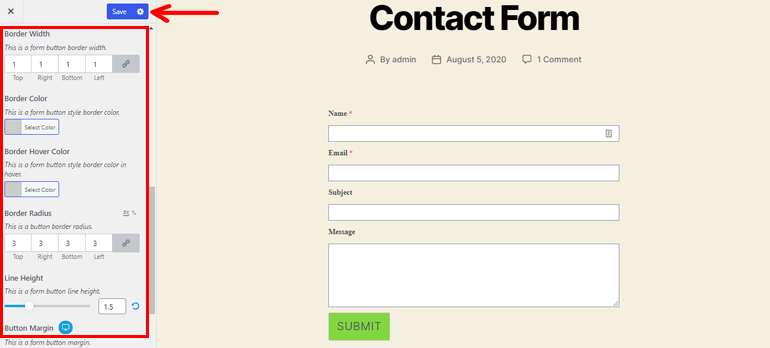 Configure Button Setting and Save How to Change Color of Submit Button in WordPress Form