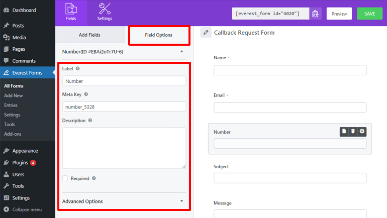 Configuring Field Options 