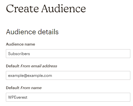 Create Audience Form