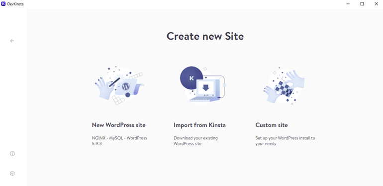 Creating New Site With DevKinsta