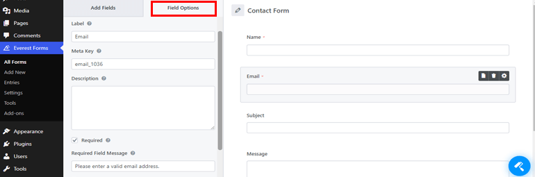 Customizing Field Options