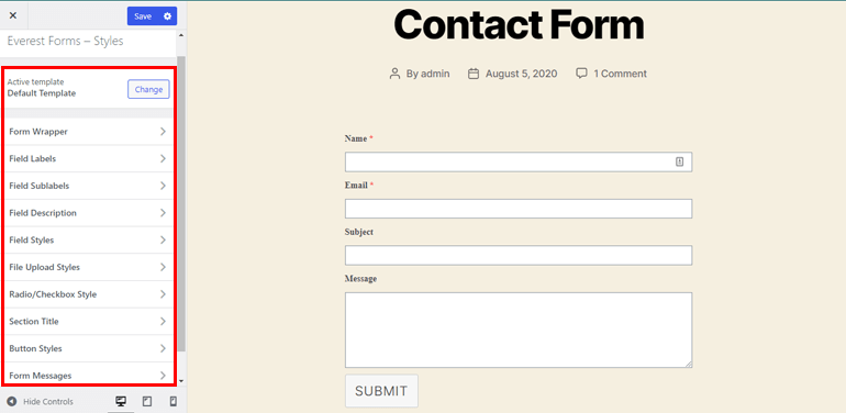 Customizing WordPress Form