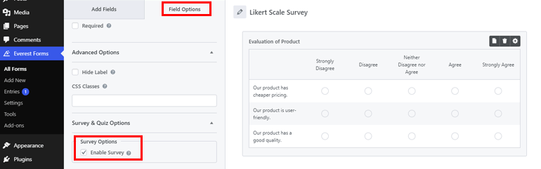 Disable Survey Option