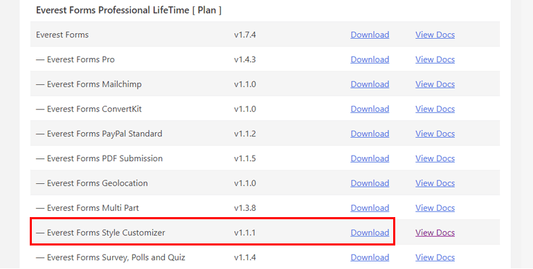 Download Everest Forms Style Customizer