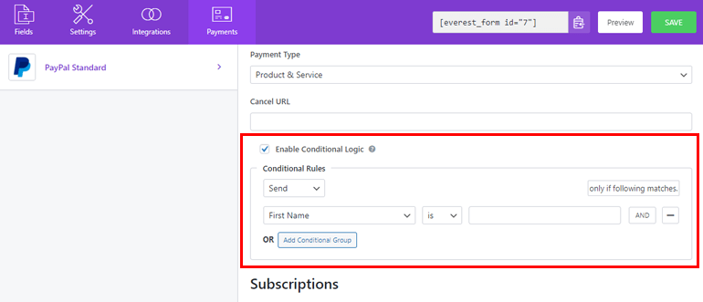 Enable Conditional Logic For Form