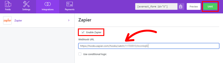 Enable Zapier Connection