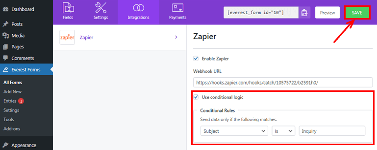 Enable Conditional Logic