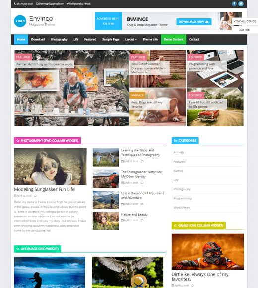 Envince Free WordPress Magazine Theme