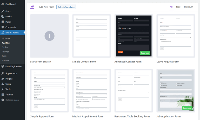 Everest Forms Templates