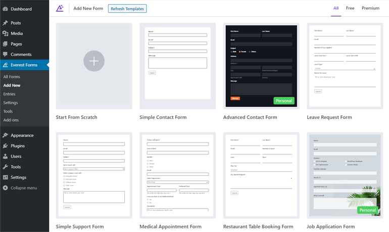 Everest Forms Templates