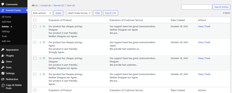 Export Likert Scale Survey Forms As CSV