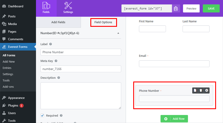 Field Options Customization