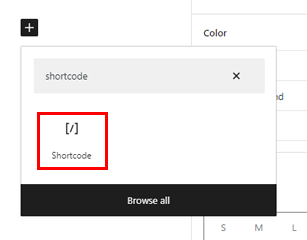 Find the Shortcode Block