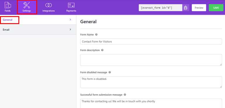 General Settings Configuration