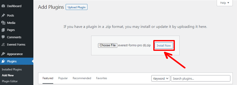 Installing Premium Everest Forms Plugin