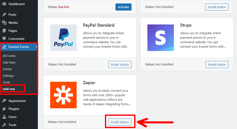 Installing Zapier Add-on