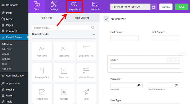 Integrations Tab