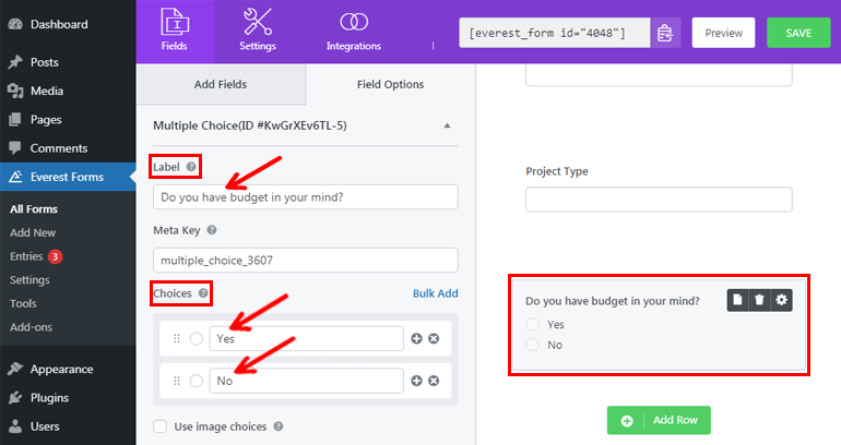 Multiple Choice Option