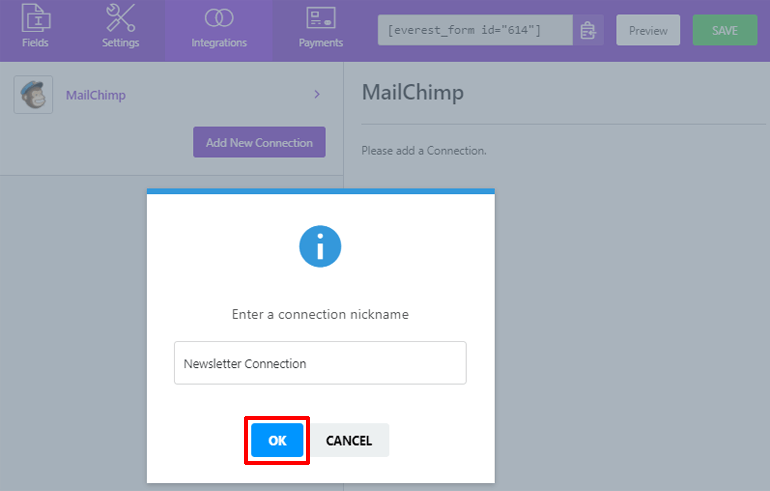 MailChimp Connection Name