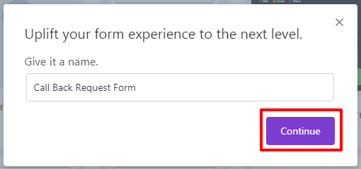 Name Your Form and Continue