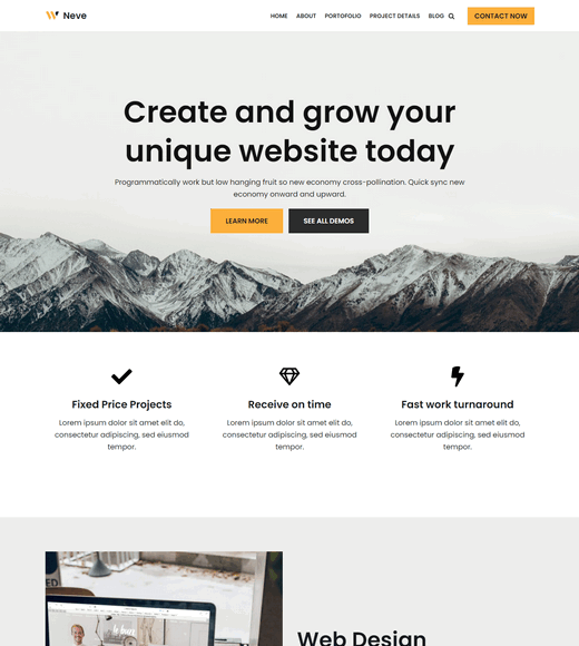 Neve WordPress Landing Page Theme 