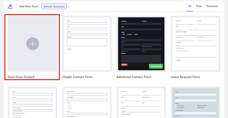 New Form Start From Scratch