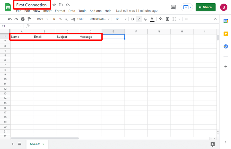 New Spreadsheet Send WordPress Forms to Google Sheets 