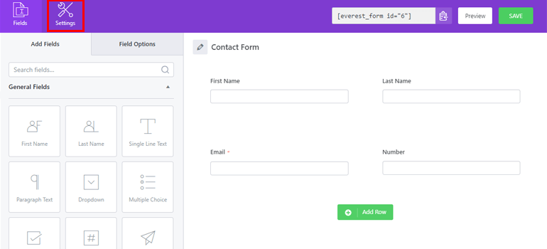 Open Form Settings