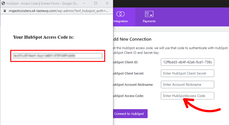 Paste Access Code