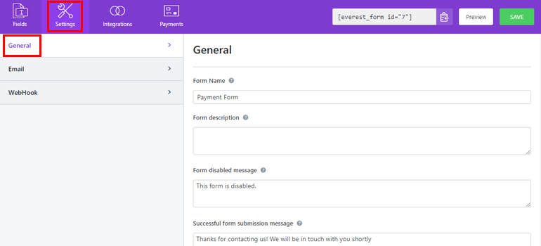 PayPal Form WordPress General Settings