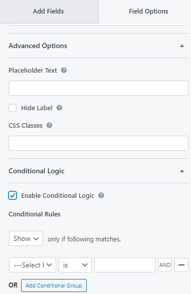 Placeholder Text to Conditional Logic