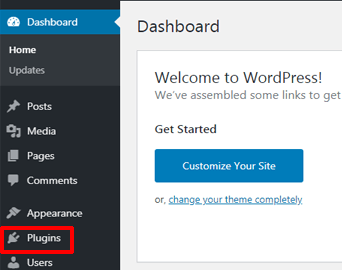 Plugins Menu on Dashboard