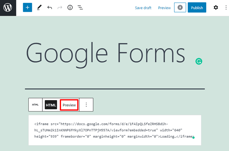 Preview The Google Form 