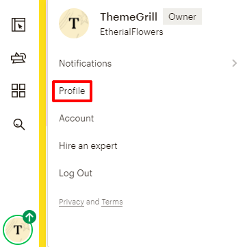 Profile on Menu