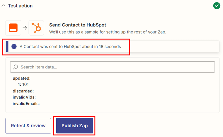 Publish Zap WordPress HubSpot Form