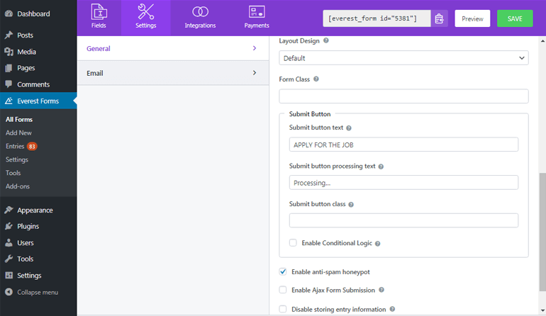 Save General Settings