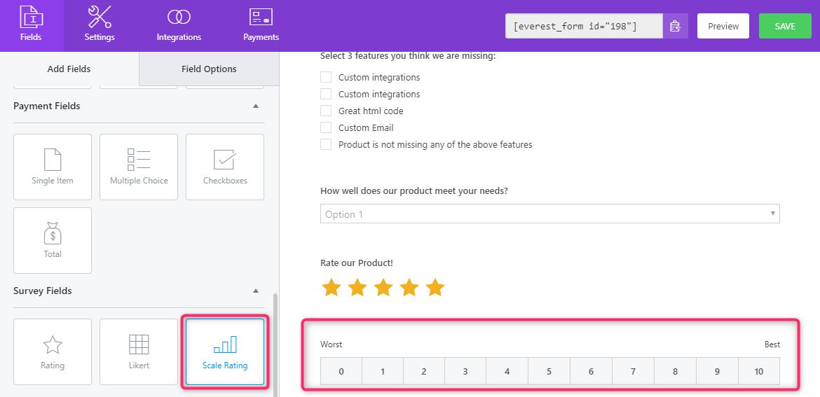 Scale Rating Field