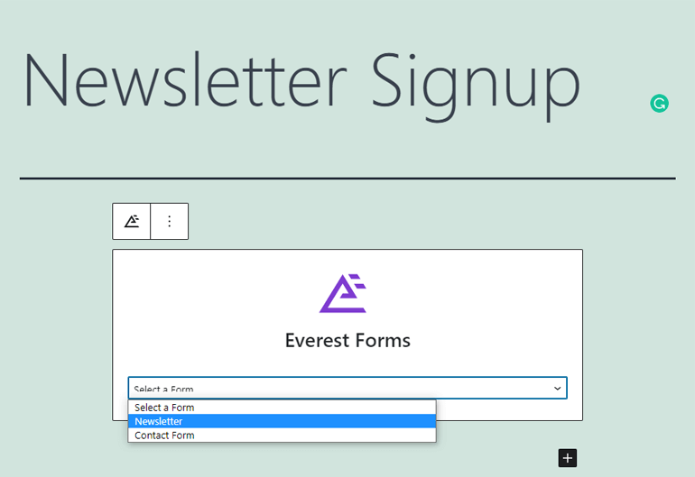 Select a Form Everest Forms