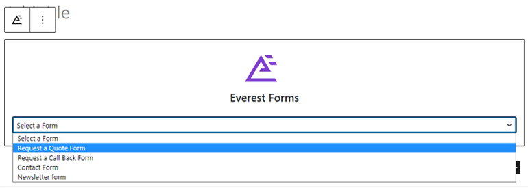 Select Request a Quote Form in WordPress