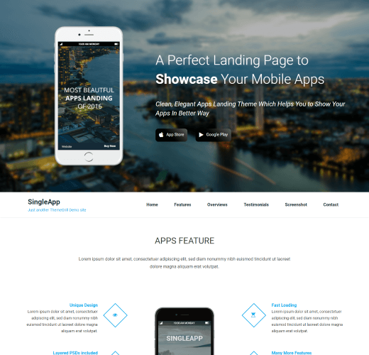 SingleApp Free WordPress Landing Themes