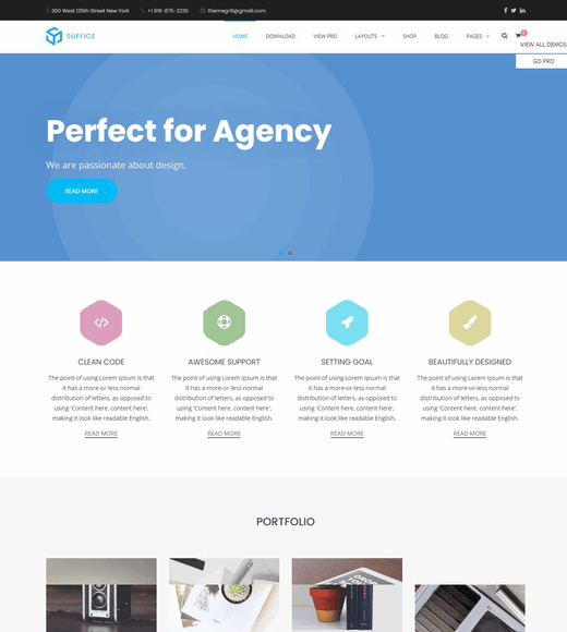 Suffice WordPress Theme Landing Page